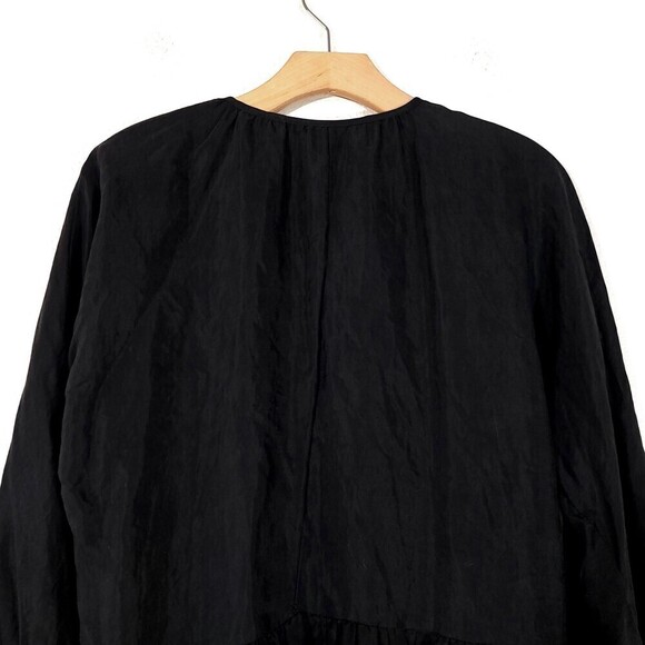 NEW Zara Tiered Button Front Babydoll Mini with Lantern Sleeves in Black Small - Picture 9 of 12